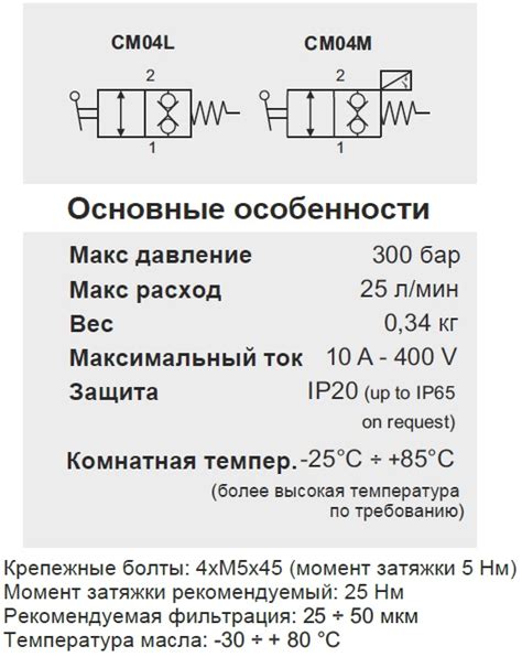 Технические характеристики клапана давления Термекс