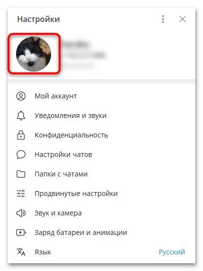 Удаление аватарки в Telegram