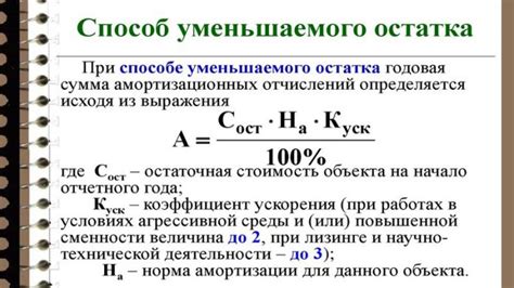 Уменьшаемого остатка метод амортизации