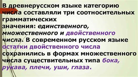 Употребление двойственного числа в различных контекстах