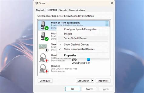 Установите микрофон как устройство по умолчанию