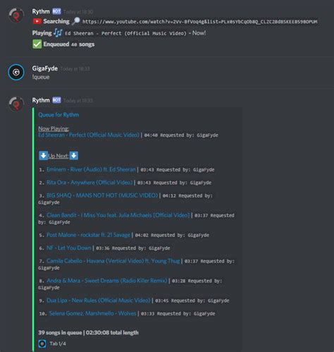 Установка бота Rhythm на сервер Discord