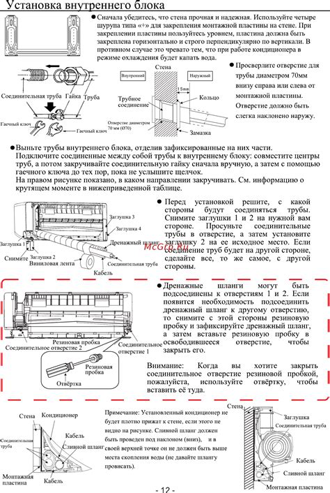 Установка внутреннего блока