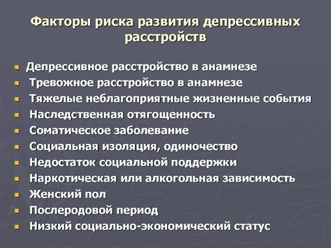 Факторы возникновения депрессии