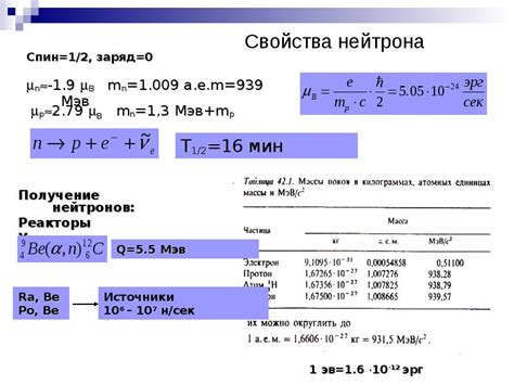 Физические свойства нейтрона