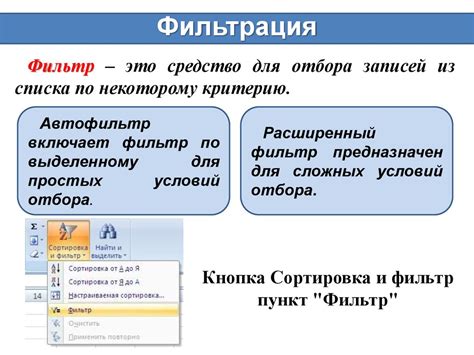 Фильтрация и сортировка результатов