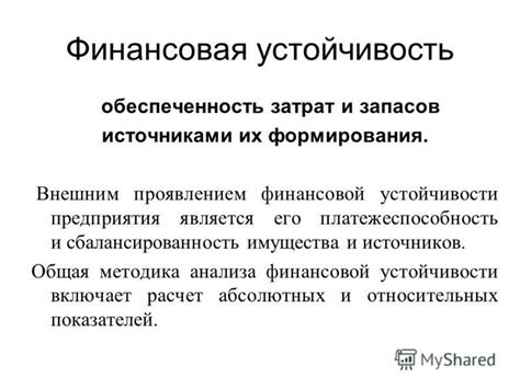 Финансовая устойчивость и обеспеченность