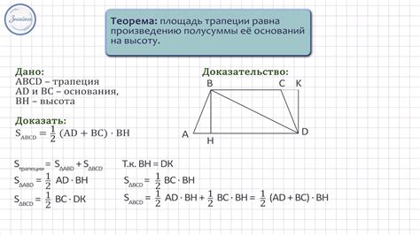 Формула для вычисления площади равнобедренной трапеции