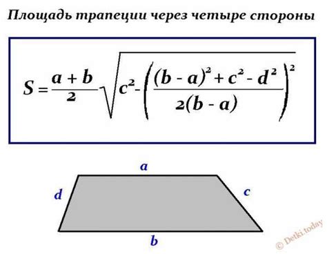 Формула для вычисления площади трапеции