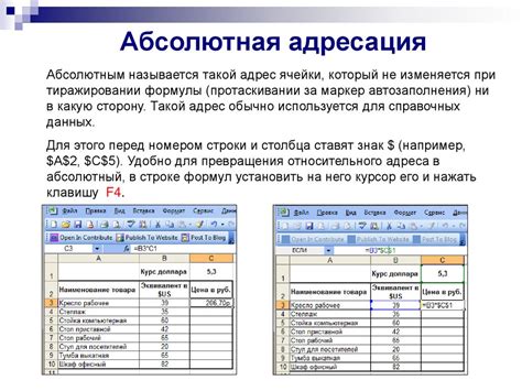 Что такое абсолютный адрес ячейки в Excel