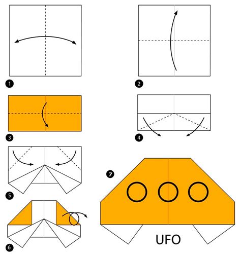Шаги по созданию летающей тарелки из бумаги