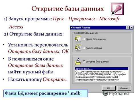 Шаг 1: Запуск программы и выбор базы данных