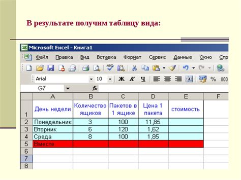 Шаг 3: Ввод данных в таблицу