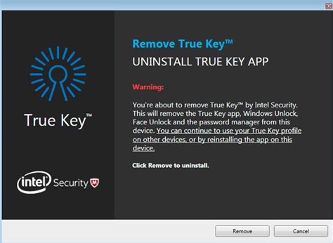 Шаг 6: Подтвердите удаление программы True Key