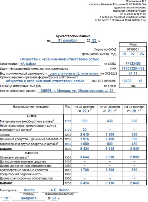 Шаг 7: Сохранение и печать бухгалтерского баланса