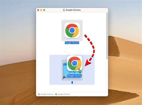  Найдите и перетащите значок Google Chrome в корзину 